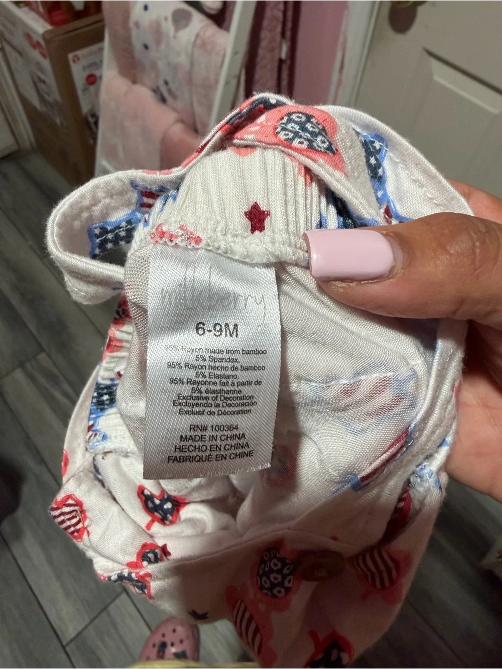 Carter's White Romper with Red & Blue Patriotic Print